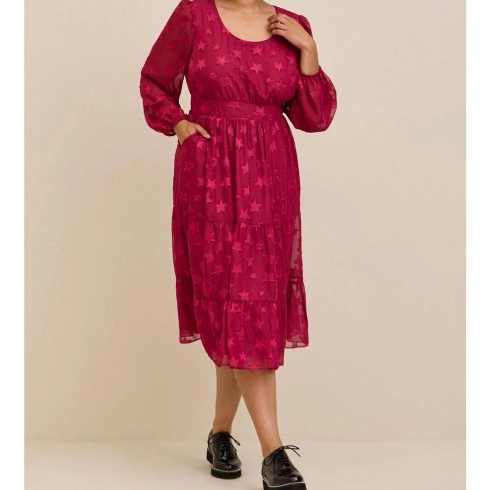 Torrid Women's Clip Dot Star Chiffon Tiered Dress